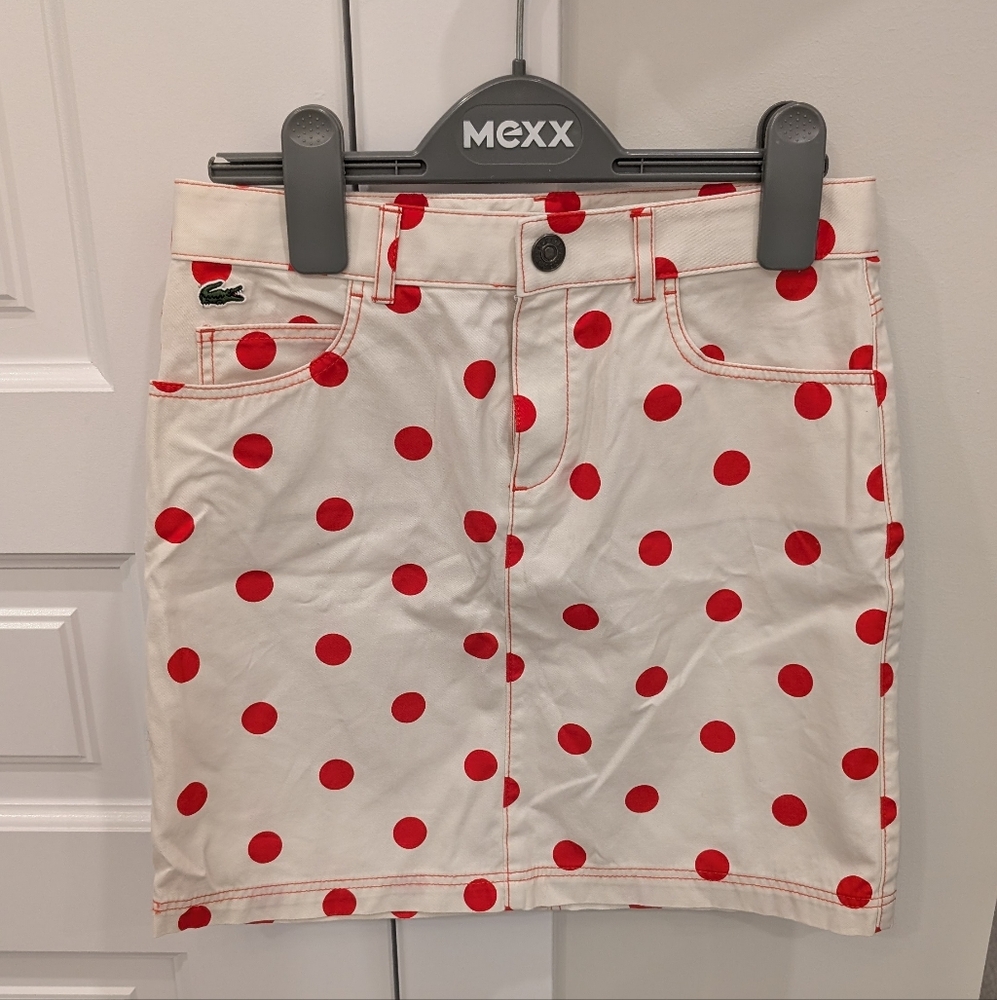 Lacoste Girls' White Skirt with Red Polka Dots